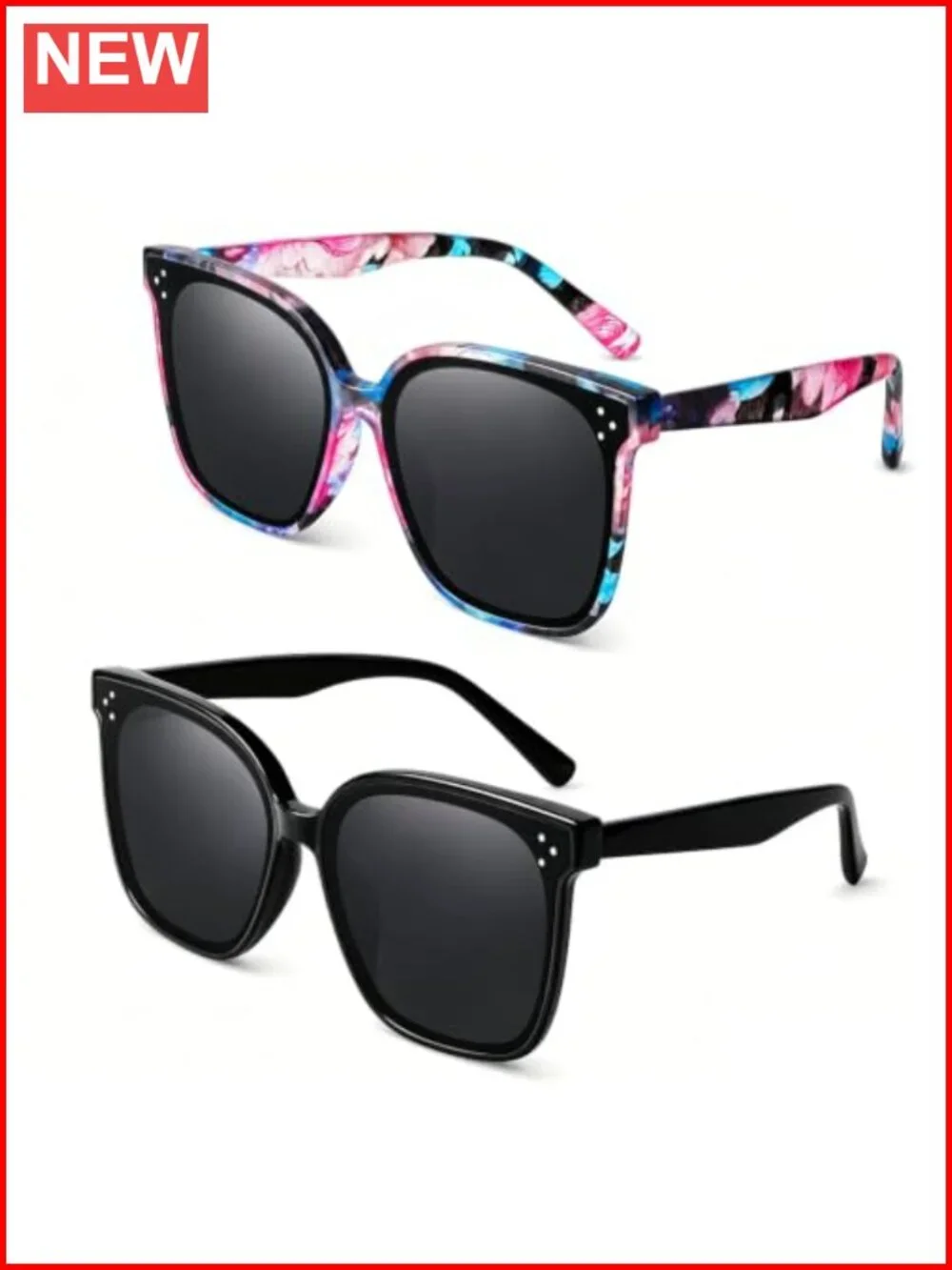 Vintage Oversized Square Sunglasses 2 Pack